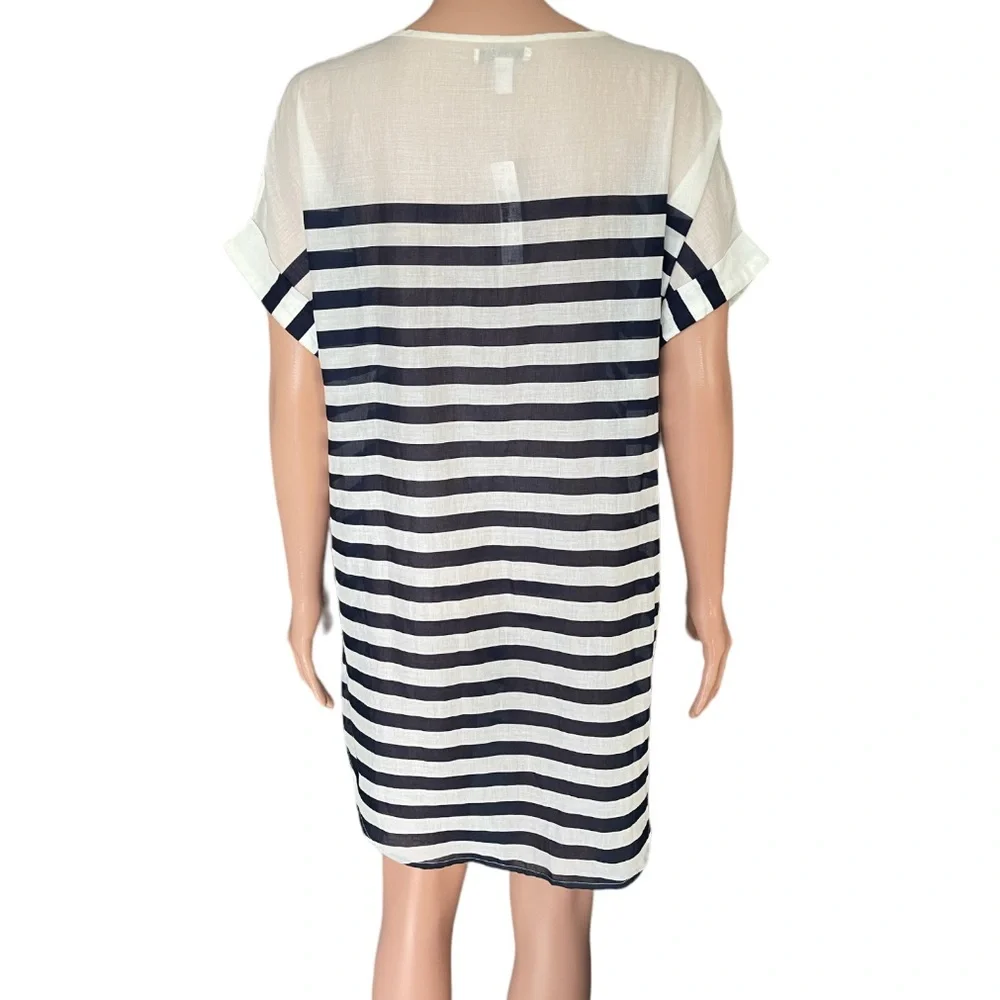 J.Crew Striped Semi Sheer Cotton Tunic Coverup